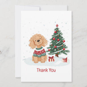 Dank je Kerstmis Goldendoodle Hond Bedankkaart