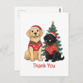 Dank je Kerstmis Labrador Retriever Honden Briefkaart (Voorkant / Achterkant)