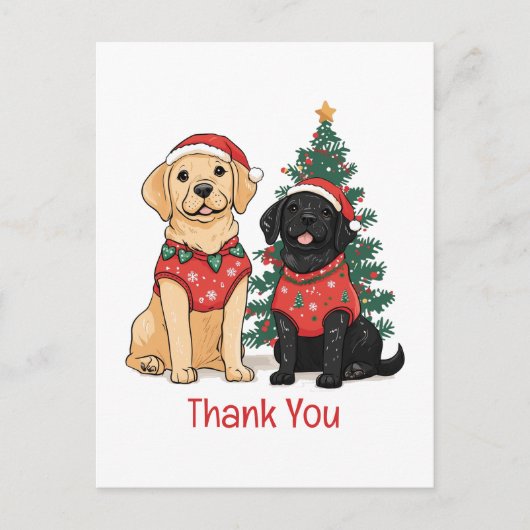 Dank je Kerstmis Labrador Retriever Honden Briefkaart (Voorkant)