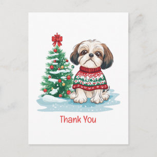 Dank je Kerstmis Shih Tzu Hond Briefkaart
