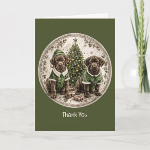 Dank je Kerstmis Zwarte Labrador Retriever Puppy Bedankkaart