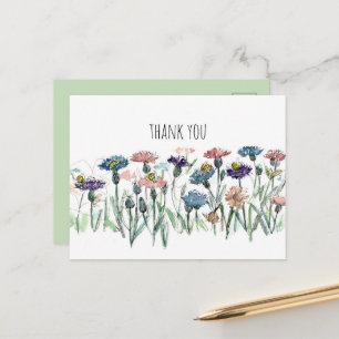 Dank Je Korenbloemen Honingbijen Tuin Bloem Briefkaart