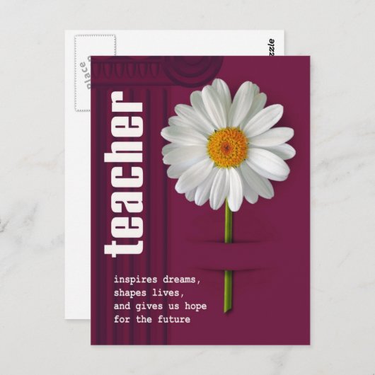 Dank je leraar. Daisy Design Briefkaart (Voorkant / Achterkant)