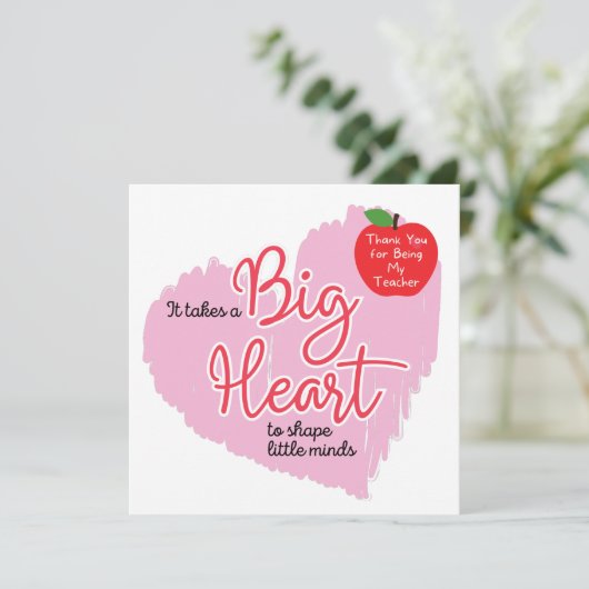 Dank je leraar, neemt een groot hart kaart (Staand voorkant)