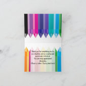 Dank je leraar, Rainbow Crayons Bedankkaart (Binnen)