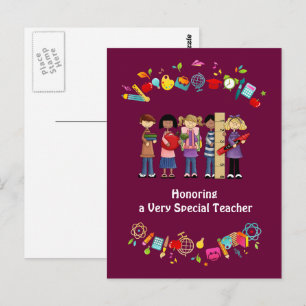 Dank je, leraar. School Kinder Briefkaart