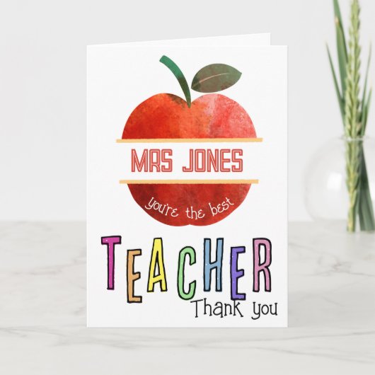 dank je lerarenwaardering je bent de beste bedankkaart (Voorkant)