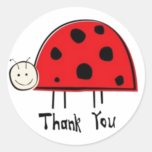 Dank je, lieveheersbeestje ronde sticker (Voorkant)