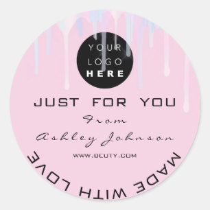 Dank je Logo Unicorn Pink Made with Love Ronde Sticker