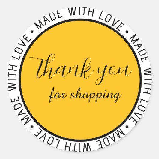 "Dank je | Made With Love" Classic Eenvoudig Aange Ronde Sticker (Voorkant)