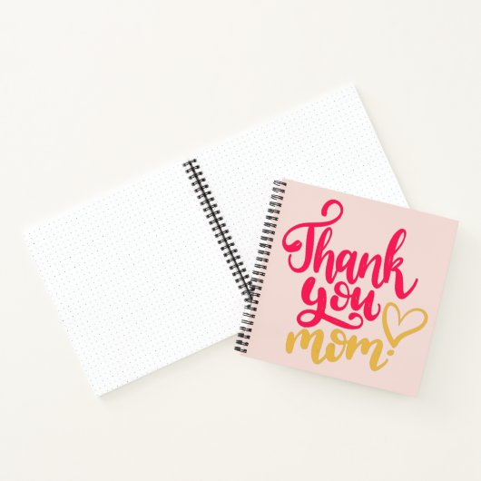 Dank je mam met hart roze notitieboek (Binnen)