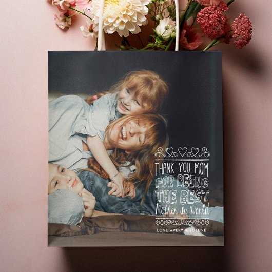 Dank je, mam | Moederdag Foto Geschenkzak Groot Cadeauzakje