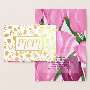 Dank je, mam. Tulp Painting Luxury Folie Kaarten
