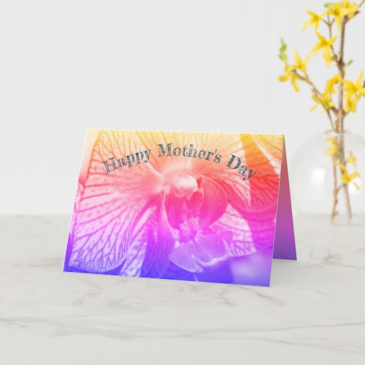 Dank je mama Rainbow Orchid Flower Moederdag Kaart (Gele Bloem)