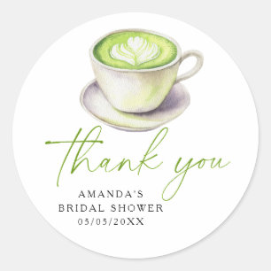 Dank je Matcha Thee Bruidsuitnodiging  Ronde Sticker