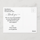 dank je , modern script , foto van pasgeboren baby briefkaart (Achterkant)