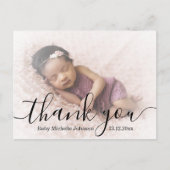 dank je , modern script , foto van pasgeboren baby briefkaart (Voorkant)