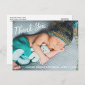 Dank je | Moderne Baby-foto Briefkaart (Voorkant / Achterkant)