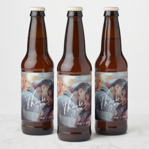 Dank je Moderne foto bruiloft Bier Etiket