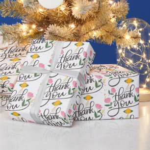 Dank je- Moderne typografie & bloemaccenten Cadeaupapier