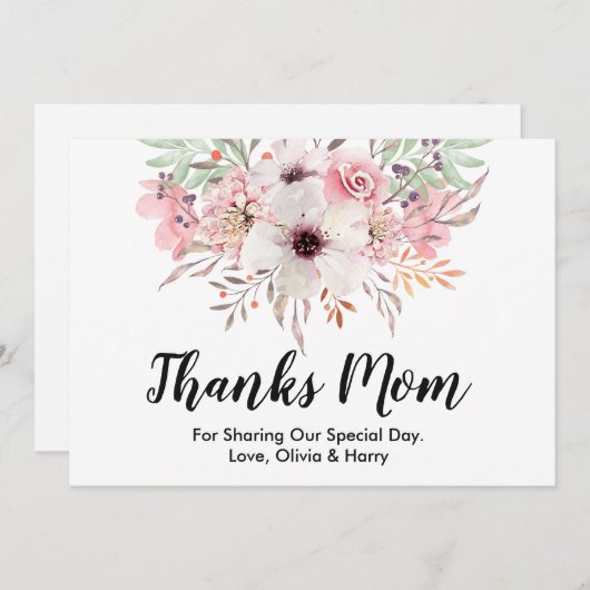 Dank je, moeder Country Floral | Trouw Trouwkaart Bedankkaart (Voorkant / Achterkant)