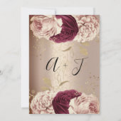 Dank JE Monogram Roze Bloemen Marsala Rose Goud Kaart (Achterkant)