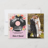 Dank je muziekrecord trouw bloemstuk jaren 50 afbe bedankkaart (Voorkant)