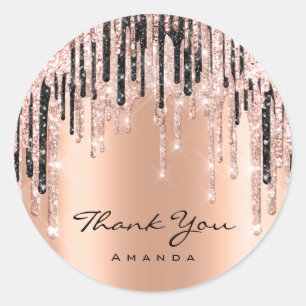 Dank Je Naam 16e Bruidsfeest Roze Goud Ronde Sticker