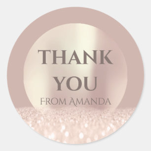 Dank je naam ClassyRose Blush Modern Lux Glitter Ronde Sticker