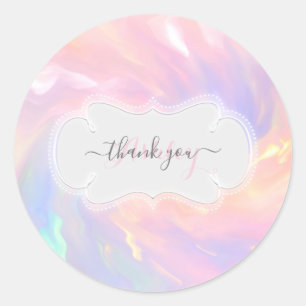 Dank Je Naam Holografisch Prinses Roze Pastels Ronde Sticker