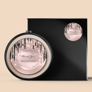 Dank Je Naam Visagist Drips Rose Glitter Ronde Sticker