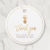 Dank je, namaak goud ananassen bedankjes labels (Voorkant)