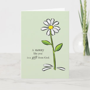 Dank je Nanny, Religieuze Groene Madeliefjesbloem Bedankkaart