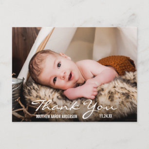 Dank je nieuwe baby foto aankondiging ansichtkaart briefkaart