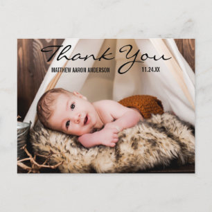Dank je nieuwe baby foto aankondiging ansichtkaart briefkaart