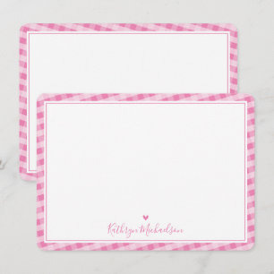 DANK JE NOTA VAN schattig gingham patroon roze Bedankkaart