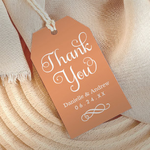 Dank Je Oranje Calligrafie Monogram Huwelijk Cadeaulabel