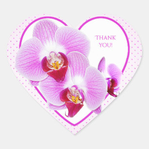 "Dank je" Paarse orchidee Floral fotografie Hart Sticker