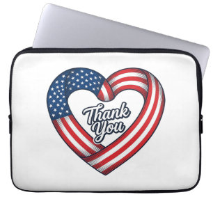 Dank je Patriottisch Hart Vintage Vector Design_1 Laptop Sleeve