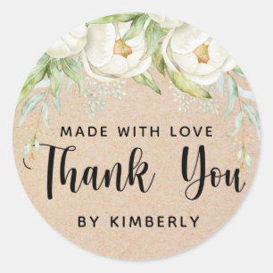 Dank je Peony Flowers Made with Love Ronde Sticker