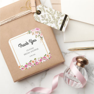 Dank je Petals and Prosecco Floral Bruidsdiner Vierkante Sticker