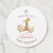 Dank je Pink Gold Crown Princess 1e verjaardag Bedankjes Labels (Achterkant)