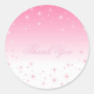 Dank je Pink Stars Ronde Sticker