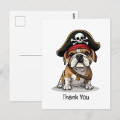 Dank je Piraten Engelse Bulldog Schedel Briefkaart (Voorkant / Achterkant)