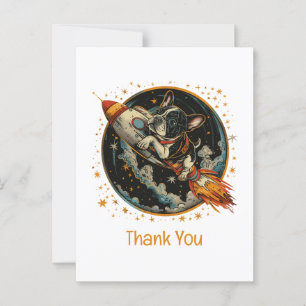 Dank je raket scheeps Franse Bulldog Astronaut Briefkaart