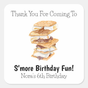 Dank Je Realistische S'mores 6e Verjaardag Vierkante Sticker