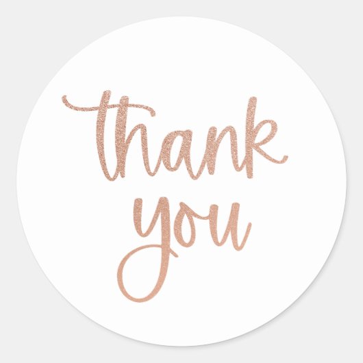 Dank je Rose Gold Glitter Script Sticker (Voorkant)