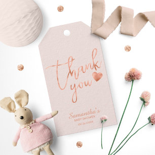 Dank je Rose Goud Folie Roze Blush Favor Cadeaulabel
