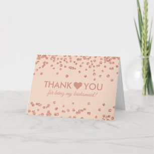 Dank je Rose Goud Glitter Confetti Blush Roze Bedankkaart