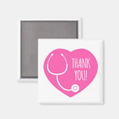 Dank je | Roze hartstethoscoop Magneet (Voorkant / Achterkant)